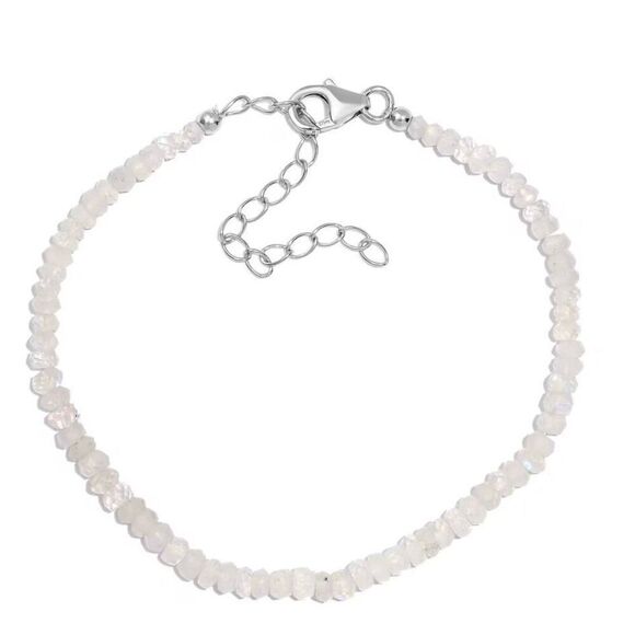 Rainbow Moonstone 15.00 ctw Bracelet Adjustable Platinum Over Sterling Silver - Picture 2 of 5